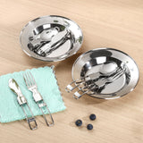 Camping Cooking Set | Stainless Steel Camping Pot and Pan Set with Kettle Cups Plates Forks Knives Spoons Jorunhe