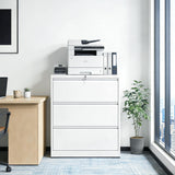 Gecheer 3 Drawer Lateral File Cabinet, 35.4" Wide Metal Filing Cabinet with Lock, Heavy Duty Steel Office Storage for Letter Legal A4 Files, Anti-Tip Safety Interlock, Full Extension Drawers