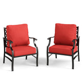 MIXPATIO, 2 Pack, Metal, Patio Chairs, 5.75" Cushions, High Back, Red