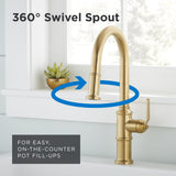 Gerber Kinzie Single Handle Gold Kitchen Faucet with Pull-Down Sprayer - Industrial Farmhouse Design, High Arc, Easy 1-Hole Installation in Brushed Bronze, D454437BB