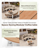 Oasbira Luxury Patio Furniture Set for 10 People, 7-Piece Curved Patio Conversation Sets with Woven Rope & Modular Coffee Table, Half Moon Outdoor Furnitrue Set for Deck, Garden, Gray