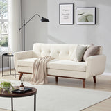 Kingfun 77.2" W Loveseat Sofa, Mid Century Modern Decor Love Seat Couches for Living Room, Button Tufted Upholstered Furniture, Solid & Easy to Install Small Couch for Bedroom Office Apartment, Beige