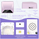 GiGiBright 78W UV LED Nail Lamp with Adjustable Telescopic Stand, Corded Nail Dryer for Gel Nails, 39 LEDs, 30/60/99/180s Timers, Removable Base for Home & Salon
