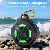 Upgraded, IP67 Waterproof Bluetooth Speaker, Silicone Case,10W Pro Sound&Deep Bass,24H Playtime, with Lights,Clip,Floating,for Shower,Beach essentials, Kayak Paddle Board Boat Lake Camping accessories