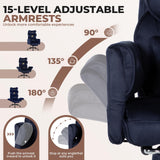 Big and Tall Office Chair,Wide Criss Cross Legged Chair, Flip Arm, NAVYBLUE