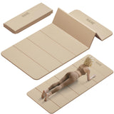 Foldable Yoga Mat, 74"Lx32"Wx1/3"Thick, Folding Exercise Mat, Non-slip Wide Pilates Mats for Home Workout/Travel, Portable Yoga Mat Thick s (Cream)