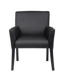 Boss Office Products Executive Box Arm Chair with Mahogany Finish in Black, 25.5" D x 24.5" W x 35.5" H