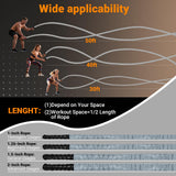 Brobantle Battle Rope 1.5 Inch Diameter,Gray 30FT Exercise Workout Ropes for Home Gym Heavy Weighted Training Rope for Working Out