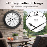 Pytha Sight 24 Inch Outdoor Clocks Waterproof, Large Easy-to-Read Illuminated Outdoor Wall Clock with Smart Light Sensor, Silent Large Outdoor Clock for Patio, Pool,Porch,Garden,Backyard