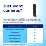 ADT Blu Video Doorbell Camera, 2K HDR, Wireless or Wired, Plan Required