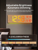 2026 Upgrade 18.5" Large Digital Wall Clock with Remote Control, Big LED Display Digital Clocks with Night Light, Alarm, DST, Temp for Parlor, Office, Classroom, Bedroom,Gifts for Seniors(Light Wood)