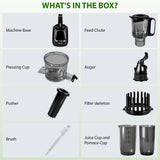 Pukomc Cold Press Juicer with Smart Display and Brushless Motor, 5.3'' Wide Mouth Feed Chute, 300W High Power Slow Masticating Juicer, Whole Vegetables & Fruits Juicing, Easy to Use and Clean