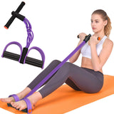 Hacole Resistance Bands with Handle, 6-Tube Elastic Foot Pedal Resistance Band, Natural Rubber Ankle Puller Sit-up Exercise, Multifunction Fitness Band for Abdomen