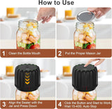 Bunyta Electric Mason Jar Vacuum Sealer Kit - Portable Jar Vacuum Sealer for Canning Jars, with Wide and Regular Mouth Mason Lids