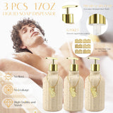 WSBArt 17PCS Bathroom Accessory Set Bathroom Set Beige Bathroom Accessories,Toilet Brush, Trash Can, Qtip Holder Dispenser& 3PCS Soap Dispenser