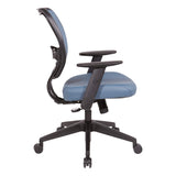 Space Seating 55 Series Air Grid Back Adjustable Manager's Task Chair with Built-in Lumbar Support and Angled Arms, Antimicrobial Dillon Blue Faux Leather