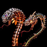 OBIOCKIDAY 3D Metal Puzzle for Adults, Steampunk Spiky Blue-Gree and Viper Cobra Snake Metal Model Kit, 1500+PCS Mechanical Snake Puzzle Kit Animal Assembly Model Gift, KIT Version