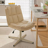 Mid‑Back Leather No‑Wheel Office Chair for Reception Conference Home Office