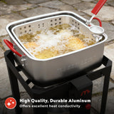 Megamaster 12QT Outdoor Propane Deep Fryer Pot Kit with Basket, 54,000 BTU Gas Aluminum Fish Fryer Kit, 0-10 PSI Regulator, 5" Thermometer, for Chicken Wings, Seafood, French Fries - 840-45009