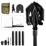 Zune Lotoo Camping Shovel Folding Multitool, 18 in 1 Compact Tactical Survival Shovel High Carbon Steel Camping Gear for Men Outdoor Hiking Backpacking Spade Emergency Car Offroad Entrenching Tool