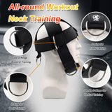 Neck Training Harness with Pulley System – Adjustable Head Strap for Side-to-Side Neck Strength Workout, Heavy-Duty Steel Chain for Weighted Vertical Training, Ideal for Powerlifting & Fitness