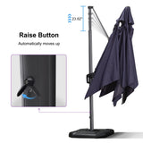 PURPLE LEAF Patio Telescopic Umbrella 11.5' x 11.5' Up Down Lifting Navy