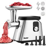 Sinyder Electric Meat Grinder: 2800 Max Stainless Steel Meat Mincer with 2 Blades 3 Plates 3 Sausage Tubes & Kubbe Kit Meat Grinders for Home & Kitchen Use