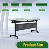 JFazzruit Folding Conference Room Table with Wheels,Modular Conference Tables Seminar Table with Grommet,Stability Enhancement,Fold Up Rolling Conference Table for Office (6, White, 55.2IN/140CM)