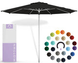 Midtown Umbrellas Push & Pop 10 Ft Patio Umbrellas with Push & Pop Mechanism, 8 Fiberglass Ribs & Sunbrella Fabric – Outdoor Umbrella for Deck, Pool, Cafés and Hotels – Black Canopy, Silver Pole