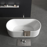 59"Acrylic Freestanding Soaking Bathtub, Deep Ergonomic Design with Lumbar Support, Integrated Overflow Drain, Non-Slip Base,cUPC Certified Modern Bathroom Tub, Easy Installation for Bathroom