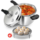 6QT Stainless Steel Pressure Cooker, Heavy Duty Food Grade 304 Pressure Canner with Safety Valve & Heat-Resistant Handle, Compatible with All Stovetops for Home Cooking & Canning