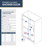 FELYL Black Grid Sliding Shower Door 55-60" W x 72" H, Matte Black, Single Sliding Door, Framed, 1/4" (6mm) SGCC Tempered Glass, Reversible Installation