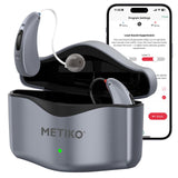 METIKO-Elclear 64-Channel Hearing Aids with AI Noise Cancellation, Bluetooth APP-Control, Rechargeable OTC Hearing Aid Ultralight Invisible for Seniors Adults, Silver