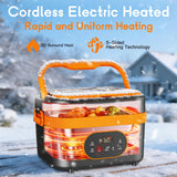 AKUDY Cordless Electric Lunch Box for Adults, 6.3-Cup Rechargeable Self Heating Lunch Box with Scheduled Heating & Automatic Keep Warm, Portable Food Warmer for Work, Office, Travel & Outdoor Use