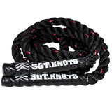 SGT KNOTS Twisted Battle Jump Rope - Weighted Strength Training Jump Rope for Fitness, Crossfit, Battling (1.5" x 10ft, Black with Red Tracer) SGT KNOTS