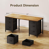 ODK 63 inch Computer Desk with File Drawers Cabinet, Modern Office Desk with Large Storage for Home Office