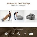 SICOTAS 49.9" Curved Convertible Sofa Couch Bed for Living Room Futon Cloud Boneless Sleeper Chair Pull Out Floor Couch with Deep Seat Single Foam Lounger No Assembly for Bedroom Apartment, Dark Grey