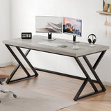 LVB Grey Computer Office Desk, Industrial Wood PC Gaming Gray Desk for Home Office
