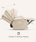 Garvee 27" Power Recliner Chair for Adults with Massage and Heat 360° Swivel Oversized Leather Recliner Chair Large Seat Width with USB Ports & Side Pockets for Living Room Bedroom Relaxation, Beige