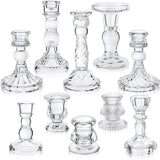 Mumufy 10 Pcs Glass Crystal Taper Candle Holders Clear Glass Candlestick Holder Fit 0.8 Inch Candles Crystal Decorative Candle Stand Centerpiece Table Wedding Dining Party (Classic,Clear)