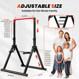 DOBESTS Power Tower Pull Up Bar Free Standing, Adjustable Foldable Pull Up Station, Home Gym Strength Training Equipment 700LBS(011, red)