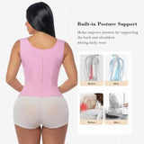 YIANNA Waist Trainer for Women Tummy Control Underbust Hourglass Corset Waist Cincher Vest Sport Girdle Postpartum Faja Body Shaper with Zipper and Hooks, YA7293-Pink-M