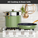 Nuwave Lux LE 13Pc Ceramic Cookware Set with Elegant Gold Handle, PFAS Free