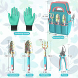 6 Pcs Garden Tool Set, Gardening Hand Tools Aluminum Alloy Starter Kit with Garden Bag (Flower Pattern)