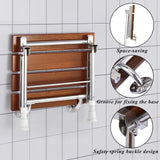 Folding Shower Seat Wall Mounted with Legs, Foldable Shower Chair for Inside Shower, Fold Down Shower Bench for Seniors (Wood, Height Adjustable)