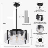 Black Chandelier for Dining Room Light Fixture, 4 Light Entryway Light Fixture, Adjustable Pendant Lights Kitchen Island Modern Farmhouse Kitchen Foyer Chandelier for Entryway, Bedroom, Bathroom