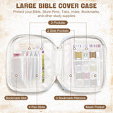 KOUDGY Bible Cover Case for Women Large Quilted Bible Carrying Bag with Handles Bible Study Supplies & Accessories Christian Gifts for Women(Wildflower Meadow, L)