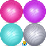 Leyndo 4 Pcs 26 Inch Yoga Exercise Ball Pilates Pregnancy Birthing Fitness Ball with Quick Pump Anti Burst for Improved Posture, Balance, Yoga, Pilates, Training(Pink Green Gray Set)