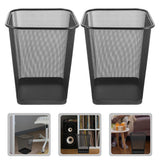 2pcs Black Metal Mesh Wastebasket for Bathroom Office Paper Trash Bin
