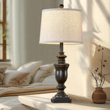 SAIWEYA 27.5" Vintage Farmhouse Table Lamps Set of 2 Bedside Lamp, 3 Way Dimmable Bedroom Lamps with 2 USB Ports +AC Outlet Nightstand Lamp Rustic Lamp